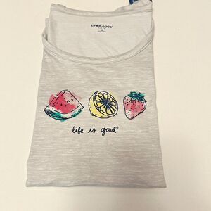 Life Is Good Womens Tank Top Shirt M Watermelon Orange Slices Sleep Y2K NWT